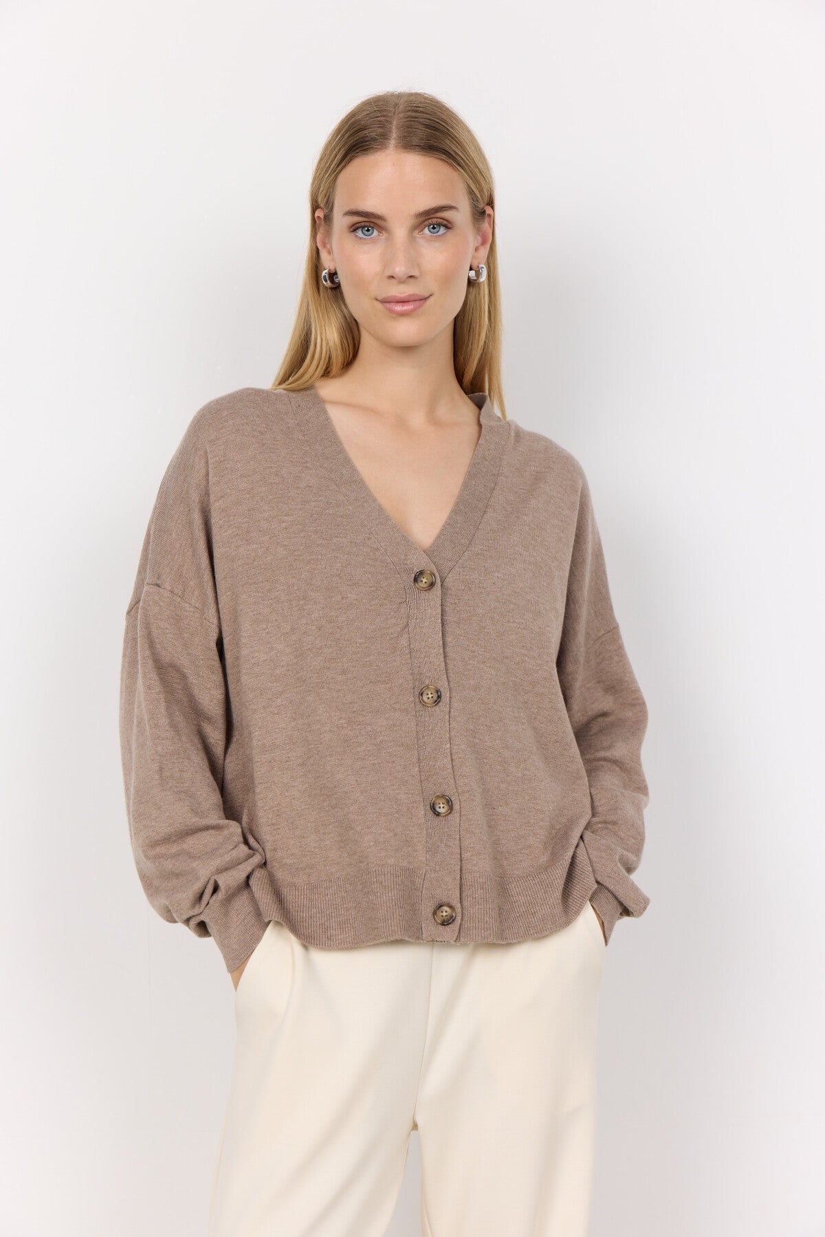 SC-NICOLINE 2 Cardigan Mørk sand